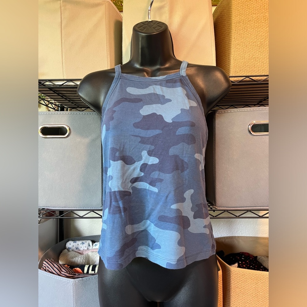Fabletics Blue Camo Halter Tank